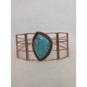 Gorgeous Kingman Turquoise Pure Copper Cuff